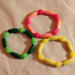 Colorful Green, Pink, And Yellow Beaded Bracelets